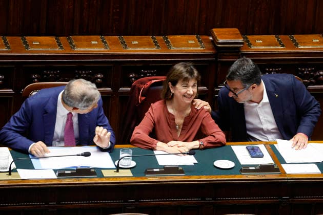 June 4, 2026, Rome, ITALY: Italian Minister for the South and Sea Sebastiano Musumeci, Italian Minister for Infrastructure and Deputy Prime Minister Matteo Salvini (R) and Italian Minister for Family Natality and Equal Opportunities Eugenia Roccella (C) during a question time at the Chamber of Deputies, Rome, Italy 4 June 2026. ANSA FABIO FRUSTACI. Rome ITALY  - ZUMAa110 20260604_zaf_a110_002 Copyright: xFabioxFrustacix