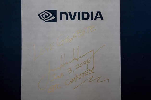 TAIWAN-COMPUTEX President, and CEO of Nvidia, Jensen Huang™s signature on a Server rack at Computex 2026 in Taipei, Taiwan, June 4, 2026. NEXPHER Vernon Yuen TAIPEI