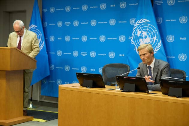 June 4, 2026, New York, New York, USA: Carl Skau, acting executive director of the World Food Programme, briefs reporters after a U.N. Security Council meeting on the Middle East at United Nations headquarters in New York, June 4, 2026. New York USA  - ZUMAs237 20260604_aap_s237_011 Copyright: xMarkxJ.xSullivanx