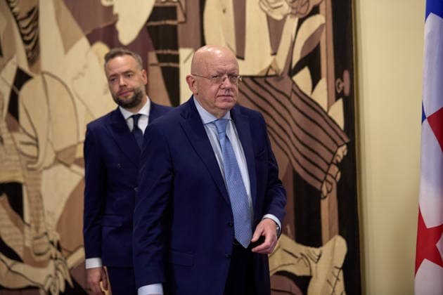 June 4, 2026, New York, New York, USA: Russian Ambassador to the United Nations Vassily Nebenzia arrives for a U.N. Security Council meeting. New York USA - ZUMAs237 20260604_aap_s237_018 Copyright: xMarkxJ.xSullivanx