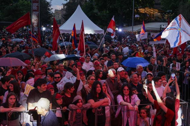 RUSSIA, YEREVAN - JUNE 4, 2026: Activists gather in Freedom Square to rally for Prosperous Armenia ahead of the June 7 election to the National Assembly. Alexander Patrin TASS  93373018