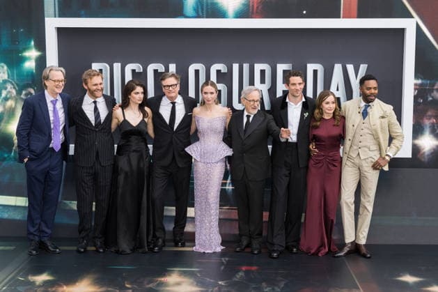Disclosure Day UK Premiere in London LONDON, UNITED KINGDOM - JUNE 04: David Koepp, Wyatt Russell, Eve Hewson, Colin Firth, Emily Blunt, Steven Spielberg, Josh O’Connor, Kristie Macosko Krieger and Colman Domingo attend the UK premiere of Disclosure Day at Cineworld Leicester Square in London, United Kingdom on June 04, 2026. Wiktor Szymanowicz Anadolu London United Kingdom. Editorial use only. Please get in touch for any other usage.  Copyright: x2026xAnadoluxWiktorxSzymanowiczx