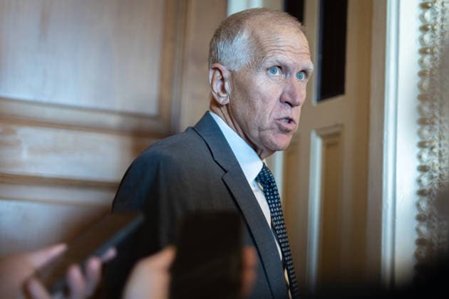 Senate Votes on Reconciliation WASHINGTON, DC - JUNE 4: Senator Thom Tillis (R-NC) speaks to reporters as the Senate votes on amendments to a reconciliation package, at the U.S. Capitol in Washington, DC on June 4, 2026. Nathan Posner Anadolu Washington D.C. United States. Editorial use only. Please get in touch for any other usage.  Copyright: x2026xAnadoluxNathanxPosnerx