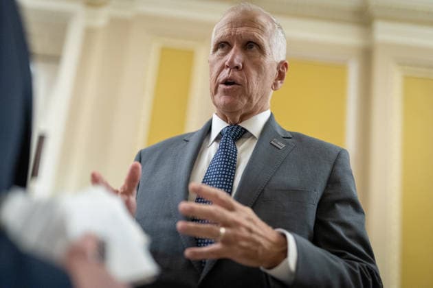 Senate Votes on Reconciliation WASHINGTON, DC - JUNE 4: Senator Thom Tillis (R-NC) speaks to reporters as the Senate votes on amendments to a reconciliation package, at the U.S. Capitol in Washington, DC on June 4, 2026. Nathan Posner Anadolu Washington D.C. United States. Editorial use only. Please get in touch for any other usage.  Copyright: x2026xAnadoluxNathanxPosnerx