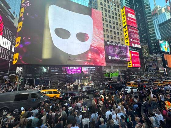 June 4, 2026, New York, New York, USA: Signage and a view of the crowd for the Madonna surprise pop up concert partnered with the app Grindr in Time Square to promote her new album Confessions ll also called Confessions on the Dance Floor - Part ll. New York USA - ZUMAk03_ 20260604_zaf_k03_053 Copyright: xNancyxKaszermanx
