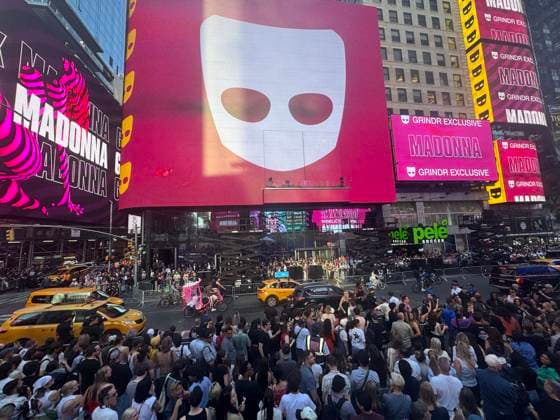 June 4, 2026, New York, New York, USA: Signage and a view of the crowd for the Madonna surprise pop up concert partnered with the app Grindr in Time Square to promote her new album Confessions ll also called Confessions on the Dance Floor - Part ll. New York USA - ZUMAk03_ 20260604_zaf_k03_059 Copyright: xNancyxKaszermanx