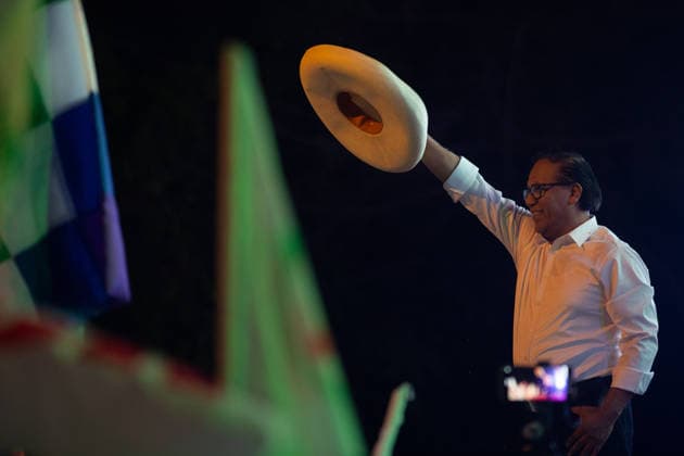 Peru Presidential Elections 2026 LIMA, PERU - JUNE 04: Roberto Sanchez, presidential candidate for Peru from the political party Together for Peru, holds his final campaign closing rally with his supporters at Campo de Marte in Lima, Peru on June 04, 2026. Jorge Cerdan Anadolu Lima Peru. Editorial use only. Please get in touch for any other usage.  Copyright: x2026xAnadoluxJorgexCerdanx