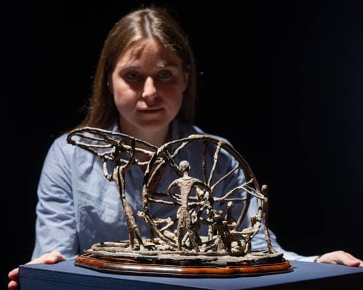 June 5, 2026, London, England, United Kingdom: Meera Mukherjee Ã¢â‚¬oeUntitled (Wheel Builders)Ã¢â‚¬Â (estimate GBP 60,000-80,000) is shown during a preview for Ã¢â‚¬oeSublime Shadows: South Asian Art from a Distinguished CollectionÃ¢â‚¬Â at ChristieÃ¢â‚¬â ¢s in London, UK. The sale is the first dedicated South Asian Modern and Contemporary auction at ChristieÃ¢â‚¬â ¢s London since 2019. London United Kingdom - ZUMAk172 20260605_zip_k172_003 Copyright: xThomasxKrychx