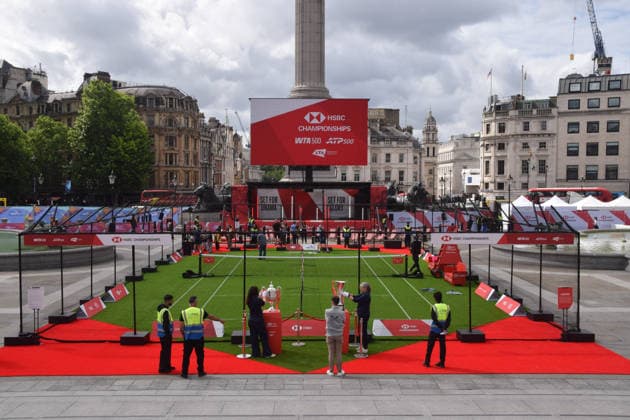 June 5, 2026, London, England, United Kingdom: An HSBC Championship tennis court has been unveiled in Trafalgar Square ahead of the tournament at The QueenÃ¢â‚¬â ¢s Club. London United Kingdom - ZUMAv130 20260605_zip_v130_034 Copyright: xVukxValcicx