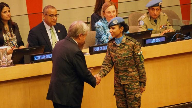 June 5, 2026, Manhattan, New York, USA: New York New York June 5,.2026... Ceremonies to present awards Ã The Dag HammarskjÅ¡ld Medal, Captain Mbaye Diagne Medal for Exceptional Courage, UN Woman Police Officer of the Year and UN Military Gender Advocate of the Year.(on the occasion of International Day of United Nations Peacekeepers).Major Abhilasha Barak Manhattan USA  - ZUMAct2_ 20260605_faf_ct2_021 Copyright: xBrucexCotlerx