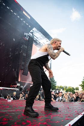 Singer Nico Sallach from the German metalcore and trancecore band Electric Callboy will bring ecstasy to the audience with a high-energy show on the Utopia Stage main stage at Rock im Park 2026 German metalcore and trancecore band Electric Callboy will bring ecstasy to the audience with a high-energy show on th