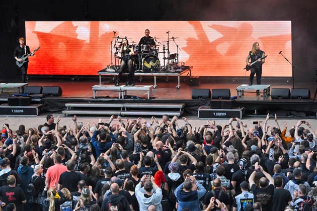 L-R Guitarist Tobias Lodes, singer Jennifer Haben, drummer Kai Tschierschky and guitarist Chris Hermsdorfer of German symphonic metal band Beyond the Black perform during the Metalfest Open Air festival in Pilsen, Czech Republic, June 5, 2026. (CTKxPhoto MiroslavxChaloupka) CTKPhotoP2026060507850  CTKPhotoP2026060507850
