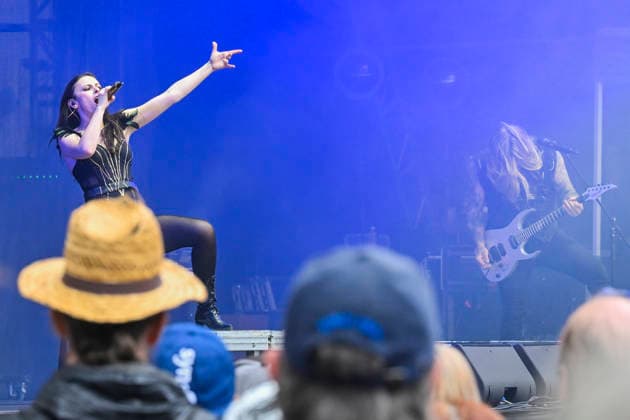 Singer Jennifer Haben, left, and guitarist Chris Hermsdorfer of German symphonic metal band Beyond the Black perform during the Metalfest Open Air festival in Pilsen, Czech Republic, June 5, 2026. (CTKxPhoto MiroslavxChaloupka) CTKPhotoP2026060507859  CTKPhotoP2026060507859
