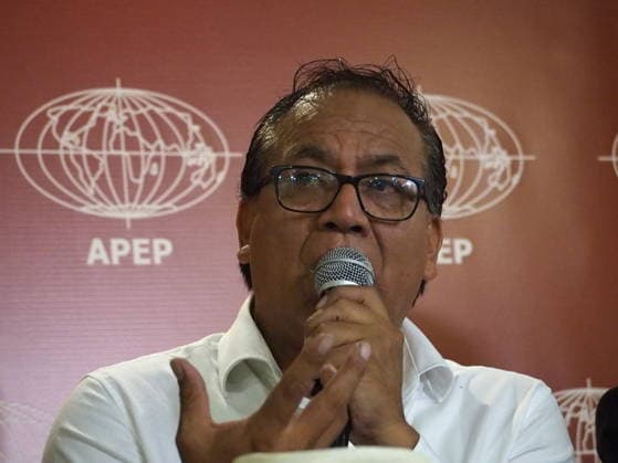 June 5, 2026, Lima, Lima, Peru: Roberto SoÂ¡nchez, the left-wing presidential candidate for the Ã¢â‚¬oeJuntos por el PeruÃ¢â‚¬Â (Together for Peru) party, held a press conference to outline his government plans and campaign strategies 48 hours before the second round of elections. SoÂ¡nchez is running against Keiko Fujimori for the presidency of Peru. Lima Peru - ZUMAg240 20260605_zip_g240_007 Copyright: xCarlosxGarciaxGranthonx