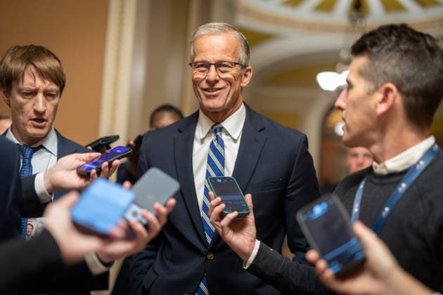 Senate Votes on Reconciliation WASHINGTON, DC - JUNE 5: Senate Majority Leader John Thune (R-SD) speaks to reporters after the Senate passed a reconciliation package, at the U.S. Capitol in Washington, DC on June 5, 2026. Nathan Posner Anadolu Washington D.C. United States. Editorial use only. Please get in touch for any other usage.  Copyright: x2026xAnadoluxNathanxPosnerx