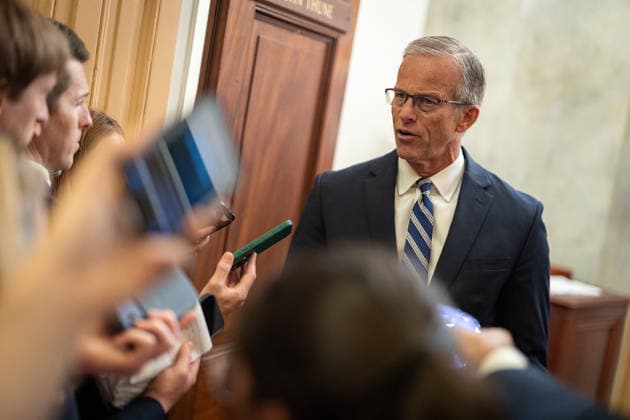 Senate Votes on Reconciliation WASHINGTON, DC - JUNE 5: Senate Majority Leader John Thune (R-SD) speaks to reporters after the Senate passed a reconciliation package, at the U.S. Capitol in Washington, DC on June 5, 2026. Nathan Posner Anadolu Washington D.C. United States. Editorial use only. Please get in touch for any other usage.  Copyright: x2026xAnadoluxNathanxPosnerx
