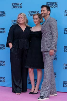 Rivals mid season finale screening with cast & crew in London, UK - 5 Jun 2026 L-R Claire Rushbrook, Catriona Chandler and David Tennant arrive at the red carpet for the Rivals series 2 mid season finale screening at the Barbican London as part of the SXSW festival. Actors and creatives arrived on red carpet and joined the SXSW audience to watch the mid season finale before taking to the stage for a special cast & crew panel. London United Kingdom Copyright: xBonniexBritainx xSOPAxImagesx YXJ04747