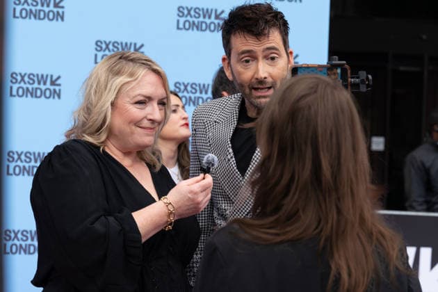Rivals mid season finale screening with cast & crew in London, UK - 5 Jun 2026 L-R Claire Rushbrook and David Tennant seen doing interviews on the red carpet at Rivals series 2 mid season finale screening at the Barbican London as part of the SXSW festival. Actors and creatives arrived on red carpet and joined the SXSW audience to watch the mid season finale before taking to the stage for a special cast & crew panel. London United Kingdom Copyright: xBonniexBritainx xSOPAxImagesx YXJ04830