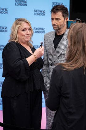 Rivals mid season finale screening with cast & crew in London, UK - 5 Jun 2026 L-R Claire Rushbrook and David Tennant seen doing interviews on the red carpet at Rivals series 2 mid season finale screening at the Barbican London as part of the SXSW festival. Actors and creatives arrived on red carpet and joined the SXSW audience to watch the mid season finale before taking to the stage for a special cast & crew panel. London United Kingdom Copyright: xBonniexBritainx xSOPAxImagesx YXJ04839