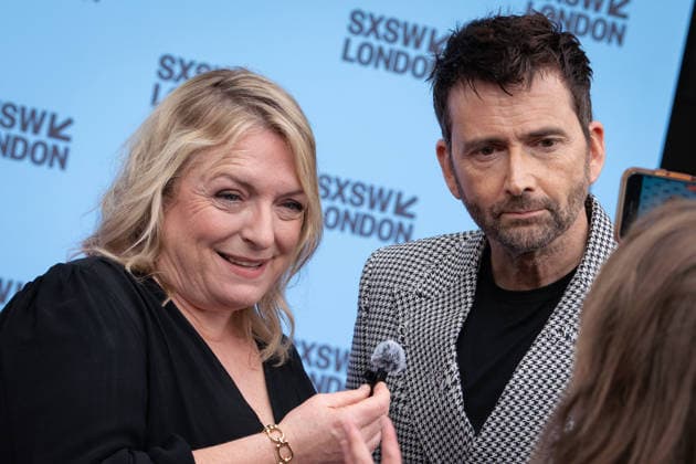 Rivals mid season finale screening with cast & crew in London, UK - 5 Jun 2026 L-R Claire Rushbrook and David Tennant seen doing interviews on the red carpet at Rivals series 2 mid season finale screening at the Barbican London as part of the SXSW festival. Actors and creatives arrived on red carpet and joined the SXSW audience to watch the mid season finale before taking to the stage for a special cast & crew panel. London United Kingdom Copyright: xBonniexBritainx xSOPAxImagesx YXJ04841