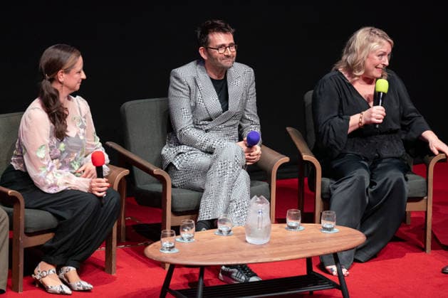 Rivals mid season finale screening with cast & crew in London, UK - 5 Jun 2026 L-R Laura Wade, David Tennant and Claire Rushbrook seen on stage at special cast and crew panel after the screening for SXSW. Actors and creatives arrived on red carpet and joined the SXSW audience to watch the mid season finale before taking to the stage for a special cast & crew panel. London United Kingdom Copyright: xBonniexBritainx xSOPAxImagesx YXJ04859