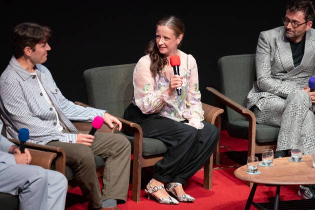 Rivals mid season finale screening with cast & crew in London, UK - 5 Jun 2026 L-R Jack Halama, Laura Wade and David Tennant, seen on stage at special cast and crew panel after the screening for SXSW. Actors and creatives arrived on red carpet and joined the SXSW audience to watch the mid season finale before taking to the stage for a special cast & crew panel. London United Kingdom Copyright: xBonniexBritainx xSOPAxImagesx YXJ04861