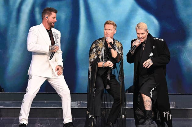 Boyzone performing at Emirates Stadium LONDON, ENGLAND - JUNE 05: Keith Duffy, Ronan Keating and Shane Lynch of ˜Boyzone™ performing at Emirates Stadium on June 05, 2026 in London, England CAP MAR MAR Great Britain UK Copyright: xMartinxHarris CapitalxPicturesx