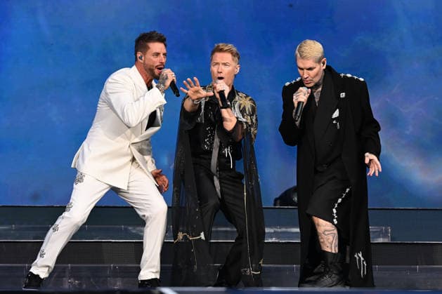 Boyzone performing at Emirates Stadium LONDON, ENGLAND - JUNE 05: Keith Duffy, Ronan Keating and Shane Lynch of ˜Boyzone™ performing at Emirates Stadium on June 05, 2026 in London, England CAP MAR MAR Great Britain UK Copyright: xMartinxHarris CapitalxPicturesx