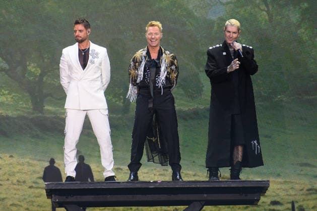 Boyzone Perform at Emirates Stadium, London UK - 5 June 2026 (L-R) - Keith Duffy, Ronan Keating and Shane Lynch of Irish pop band Boyzone performs the first of two final concerts at Emirates Stadium, London, England, UK on Friday 5 June, 2026., Credit:Justin Ng Avalon UK, England, London, Emirates Stadium  Copyright: xJustinxNgx xAvalonx 1108094242