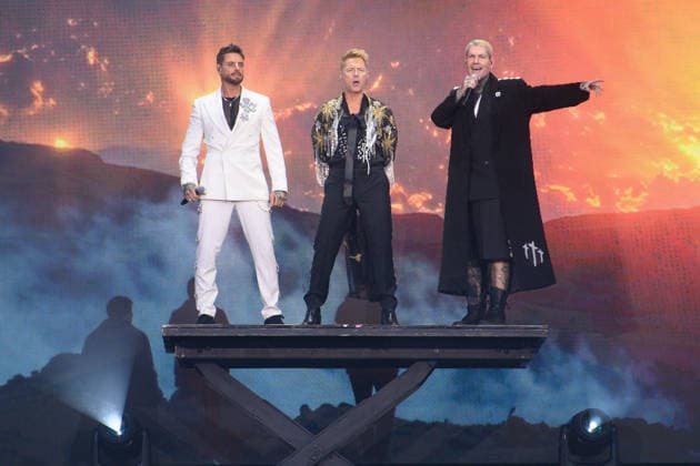 Boyzone Perform at Emirates Stadium, London UK - 5 June 2026 (L-R) - Keith Duffy, Ronan Keating and Shane Lynch of Irish pop band Boyzone performs the first of two final concerts at Emirates Stadium, London, England, UK on Friday 5 June, 2026., Credit:Justin Ng Avalon UK, England, London, Emirates Stadium  Copyright: xJustinxNgx xAvalonx 1108094250