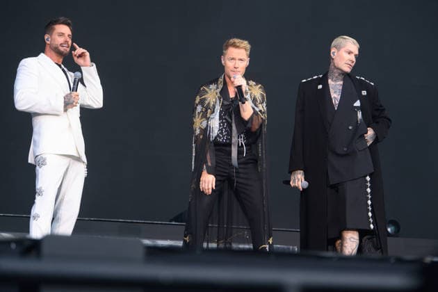 Boyzone Perform at Emirates Stadium, London UK - 5 June 2026 (L-R) - Keith Duffy, Ronan Keating and Shane Lynch of Irish pop band Boyzone performs the first of two final concerts at Emirates Stadium, London, England, UK on Friday 5 June, 2026., Credit:Justin Ng Avalon UK, England, London, Emirates Stadium  Copyright: xJustinxNgx xAvalonx 1108094422