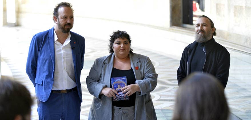 Florian Sitbon Barbara Butch Mathias Kiss At Nuit Blanche Preview - Paris Florian Sitbon, deputy mayor of Paris in charge of culture, Barbara Butch, artistic director of the Nuit Blanche 2026 and DJ, and Mathias Kiss, visual artist, attend a press preview of the Nuit Blanche 2026 and presentation of a work at the Petit Palais in Paris, France on June 5, 2026. Photo by Karim Ait Adjedjou ABACAPRESS.COM Paris France  Copyright: xAitxAdjedjouxKarim ABACAx