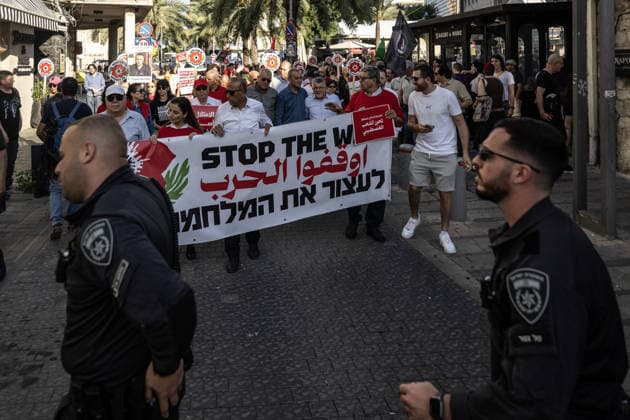 Protest in Haifa to mark the 59th anniversary of Naksa HAIFA, ISRAEL - JUNE 6: Hundreds of people gathered to mark the 59th anniversary of the Naksa, commemorating the aftermath of the 1967 Arab-Israeli War, when Israel occupied remaining Palestinian territories in Haifa, Israel on June 6, 2026. Demonstrators marched through city streets carrying placards, calling for an end to ongoing violence and policies in the region. Mostafa Alkharouf Anadolu Haifa Israel. Editorial use only. Please get in touch for any other usage.  Copyright: x2026xAnadoluxMostafaxAlkharoufx