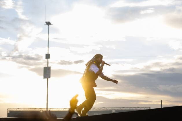 Nico Sallach singing during the performance of the German metalcore band Electric Callboy at the Rock am Ring 2026 festival at the Nürburgring Nürburg Rock am Ring Rheinland Pfalz Germany