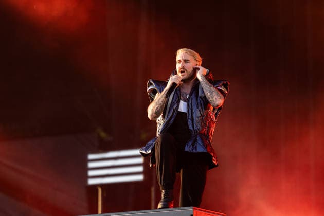 Nico Sallach singing during the performance of the German metalcore band Electric Callboy at the Rock am Ring 2026 festival at the Nürburgring Nürburg Rock am Ring Rheinland Pfalz Germany