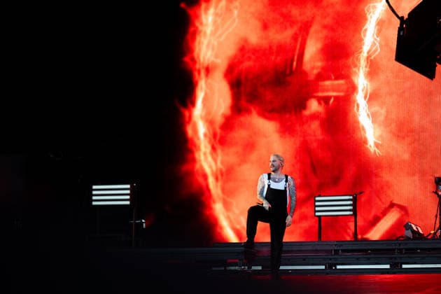 Nico Sallach singing during the performance of the German metalcore band Electric Callboy at the Rock am Ring 2026 festival at the Nürburgring Nürburg Rock am Ring Rheinland Pfalz Germany