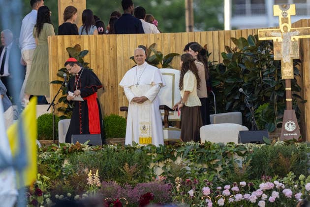 June 6, 2026, Madrid, Spain: Pope Leo XIV attends a prayer vigil with young people at Plaza de Lima in Madrid. Madrid Spain - ZUMAl194 20260606_zip_l194_009 Copyright: xMarekxLadzinskix