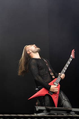 Yannick Lehmann (Gitarre) während des Auftritts der Schweizer Metalband Paleface Swiss im Rahmen des Festivals Rock am Ring 2026 am Nürburgring. Nürburg Rock am Ring Rheinland-Pfalz Germany *** Yannick Lehmann guitar during the performance of the Swiss metal band Paleface Swiss as part of the Rock am Ring 2026 festival at the Nürburgring Nürburg Rock am Ring Rheinland Pfalz Germany