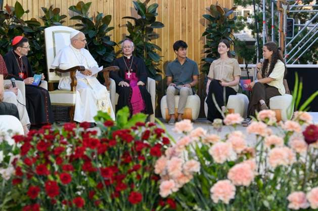SPAIN - POPE LEO XIV ATTENDS A PRAYER VIGIL WITH YOUNG PEOPLE AT PLAZA DE LIMA IN MADRID - 2026 6 6 Spain, Vatican, 2026 6 6 Pope Leo XIV attends a prayer vigil with young people at Plaza de Lima in Madrid, EDITORIAL USE ONLY - NO BOOKS Copyright: xVATICANxMEDIA CPPx