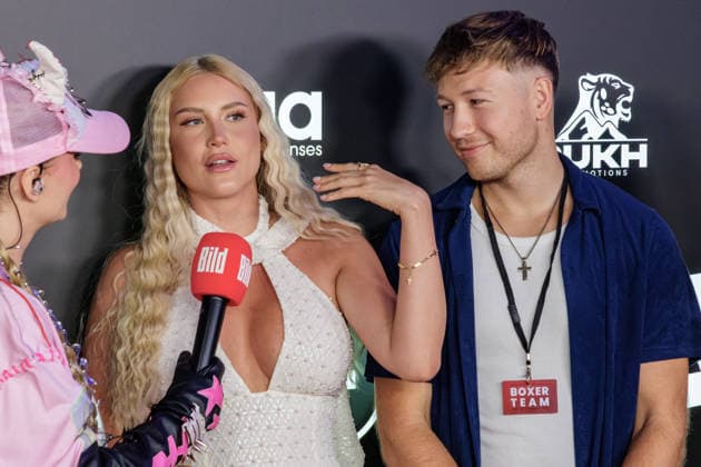 06.06.2026. Leverkusen. (r-l) Oliver Ginkel mit Freundin Antonia am Rande des Fame Fighting, das große Promibox-Event von BILD und Eugen Lopez in der Leverkusener Ostermann Arena. Zum ersten Mal in Kooperation mit dem britischen Pendant Misfits Boxing und dem internationalen Medienpartner The Sun. Leverkusen Ostermann Arena Nordrhein-Westfalen Deutschland *** 06 06 2026 Leverkusen r l Oliver Ginkel with girlfriend Antonia on the sidelines of Fame Fighting, the big celebrity boxing event organized by BILD and Eugen Lopez at the Ostermann Arena in Leverkusen For the first time in cooperation with British counterpart Misfits Boxing and international media partner The Sun Leverkusen Ostermann Arena North Rhine-Westphalia Germany