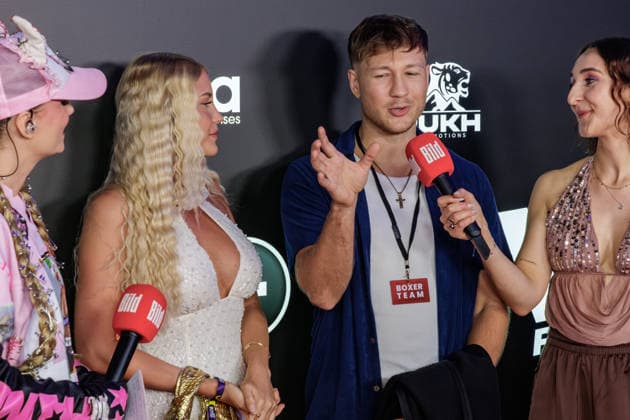 06.06.2026. Leverkusen. (r-l) Oliver Ginkel mit Freundin Antonia am Rande des Fame Fighting, das große Promibox-Event von BILD und Eugen Lopez in der Leverkusener Ostermann Arena. Zum ersten Mal in Kooperation mit dem britischen Pendant Misfits Boxing und dem internationalen Medienpartner The Sun. Leverkusen Ostermann Arena Nordrhein-Westfalen Deutschland *** 06 06 2026 Leverkusen r l Oliver Ginkel with girlfriend Antonia on the sidelines of Fame Fighting, the big celebrity boxing event organized by BILD and Eugen Lopez at the Ostermann Arena in Leverkusen For the first time in cooperation with British counterpart Misfits Boxing and international media partner The Sun Leverkusen Ostermann Arena North Rhine-Westphalia Germany