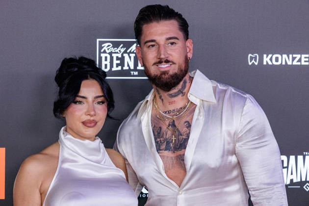 06.06.2026. Leverkusen. Leyla und Mike Heiter am Rande des Fame Fighting, das große Promibox-Event von BILD und Eugen Lopez in der Leverkusener Ostermann Arena. Zum ersten Mal in Kooperation mit dem britischen Pendant Misfits Boxing und dem internationalen Medienpartner The Sun. Leverkusen Ostermann Arena Nordrhein-Westfalen Deutschland *** 06 06 2026 Leverkusen Leyla and Mike Heiter on the verge of Fame Fighting, the big celebrity boxing event by BILD and Eugen Lopez in the Ostermann Arena in Leverkusen For the first time in cooperation with the British counterpart Misfits Boxing and the international media partner The Sun Leverkusen Ostermann Arena North Rhine-Westphalia Germany