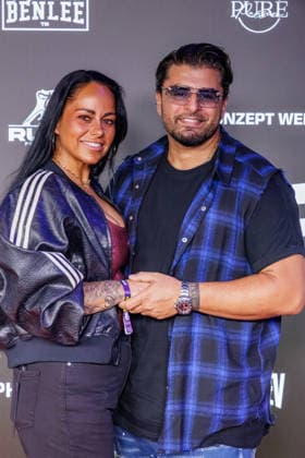 06.06.2026. Leverkusen. (r-l) Severino Seeger mit Freundin Nadine am Rande des Fame Fighting, das große Promibox-Event von BILD und Eugen Lopez in der Leverkusener Ostermann Arena. Zum ersten Mal in Kooperation mit dem britischen Pendant Misfits Boxing und dem internationalen Medienpartner The Sun. Leverkusen Ostermann Arena Nordrhein-Westfalen Deutschland *** 06 06 2026 Leverkusen r l Severino Seeger with girlfriend Nadine on the sidelines of Fame Fighting, the big celebrity boxing event organized by BILD and Eugen Lopez at the Ostermann Arena in Leverkusen For the first time in cooperation with British counterpart Misfits Boxing and international media partner The Sun Leverkusen Ostermann Arena North Rhine-Westphalia Germany