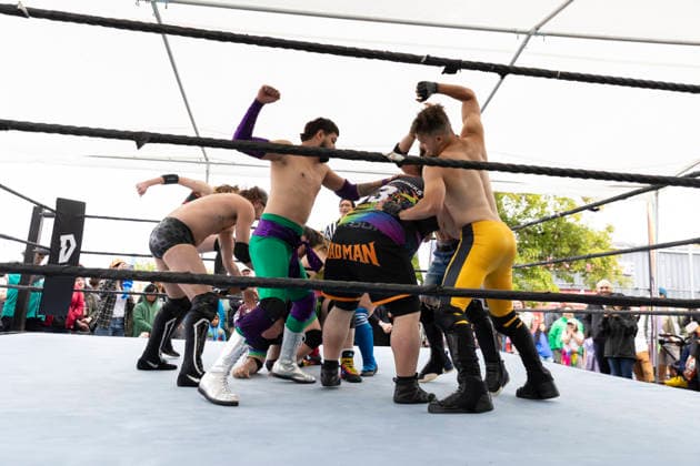 June 6, 2026, Seattle, Washington, USA: Wrestlers spar during the Pride Championship event at the White Center Pride festival in Seattle on Saturday, June 6, 2026. Seattle USA - ZUMAg235 20260606_zap_g235_019 Copyright: xPaulxChristianxGordonx