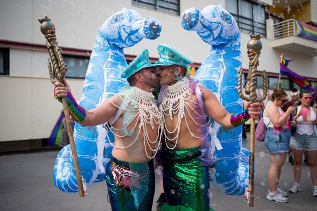 June 6, 2026, Malaga, Spain: A couple are seen kissing each other as they take part in a demonstration in support of the rights of LGTBIQ+ people, as part of the LGTBIQ+ Pride celebrations. The LGTBIQ+ Pride of Torremolinos is internationally known as a meeting point for LGTBIQ+ people in a colourful and festive atmosphere, where thousands of people celebrate the fight of the LGTBIQ+ movement for equality and respect. Malaga Spain - ZUMAs197 20260606_aaa_s197_327 Copyright: xJesusxMeridax