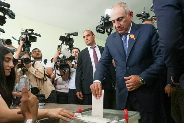 ARMENIA, YEREVAN - JUNE 7, 2026: Armenia s Prime Minister Nikol Pashinyan casts his ballot in the 2026 Armenian parliamentary election. Alexander Patrin TASS  93495416