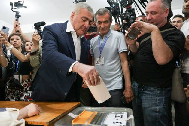 ARMENIA, YEREVAN - JUNE 7, 2026: Samvel Karapetyan, leader of the Strong Armenia Party, casts his ballot in the 2026 Armenian parliamentary election. Alexander Patrin TASS  93495474
