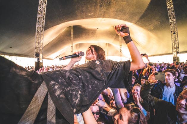 Sofia Isella live at Northside 2026 Aarhus, Denmark. 06th, June 2026. The American singer and musician Sofia Isella performs a live concert during the Danish music festival Northside 2026 in Aarhus. Here she is seen crowd surfing on the concert goers. Denmark, Aarhus  Copyright: xGonzalesxPhoto RolfxMeldgaardx