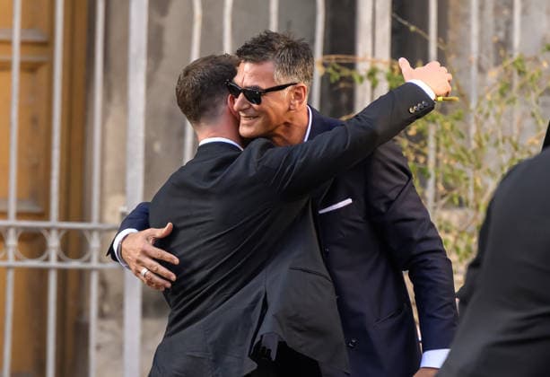 Dua Lipa wedding in Palermo Palermo Italy. Newlyweds Dua Lipa and Callum Turner s Guest s arrive in the centre of Palermo for celebrations. Pictured is Dua Lipa s dad Dukagjin  Copyright: xAndrewxStyczynskix NINTCHDBPICT001086444272