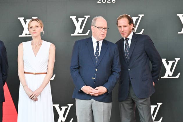IPA85445403 - Monte Carlo, Formula 1 Monaco Grand Prix , Awards Ceremony Pictured: Albert II of Monaco, Charlene Wittstock, Andrea Casiraghi  Copyright: xManuelexMangiarottix xManuelexMangiarottix 85445403